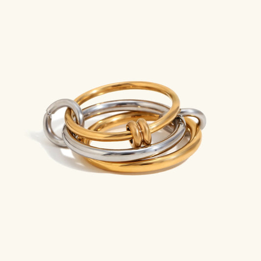 [ElanLuxe]Jessica Two-Tone Ring Stack