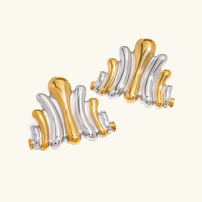 [ElanLuxe]Nora Ripple Gold Earrings