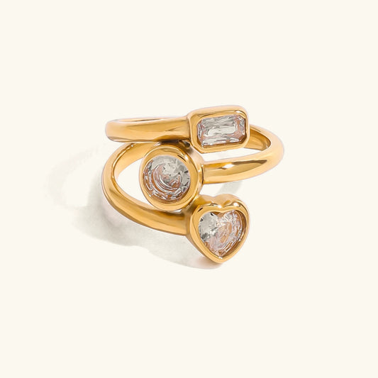 [ElanLuxe]Amelina Layered Diamond Ring