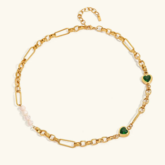 [ElanLuxe]Maddison Pearl Chain Gold Necklace