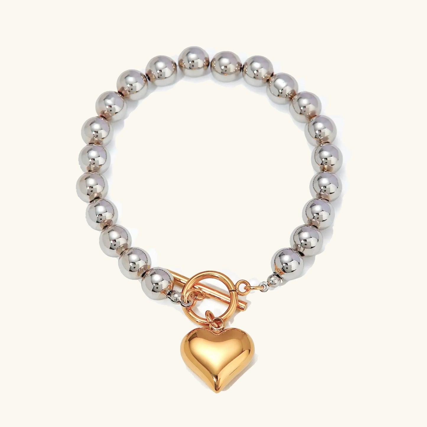 [ElanLuxe]Alicia Chunky Bead Heart Bracelet