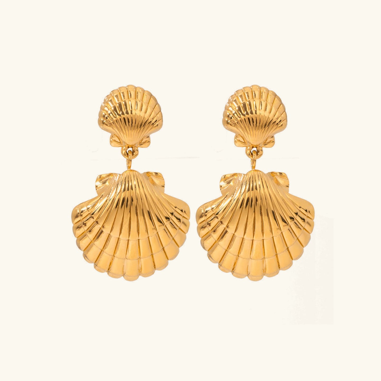 [ElanLuxe]Sandy Gold Seashell Earrings
