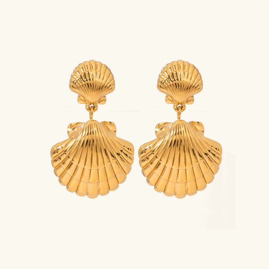 [ElanLuxe]Sandy Gold Seashell Earrings