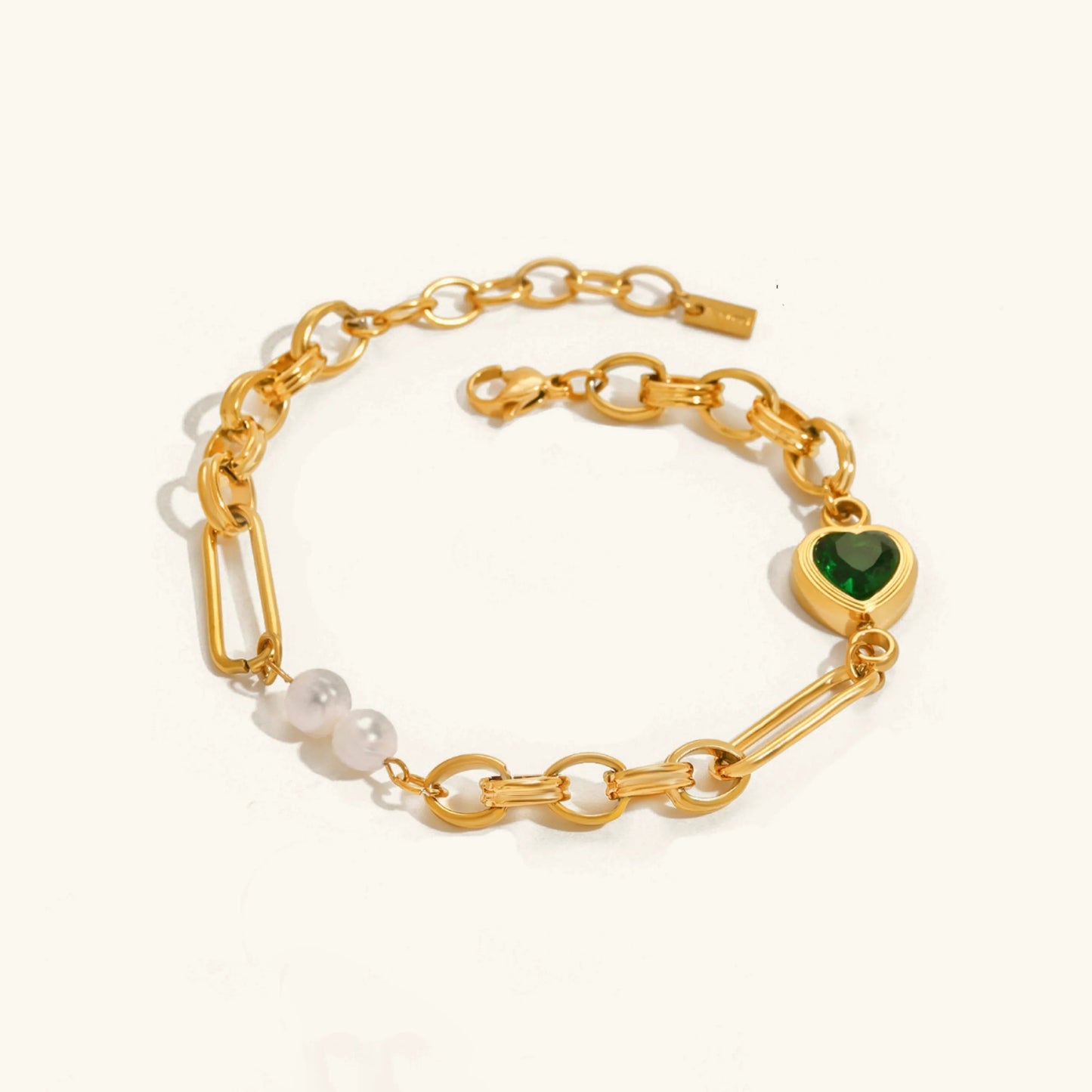 [ElanLuxe]Maddison Pearl Chain Gold Bracelet