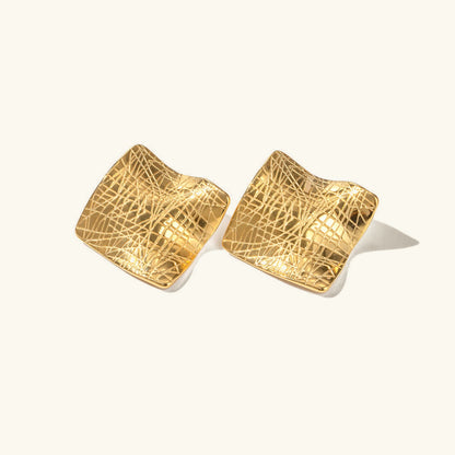 [ElanLuxe]Celestina Creased Gold Sheet Earrings