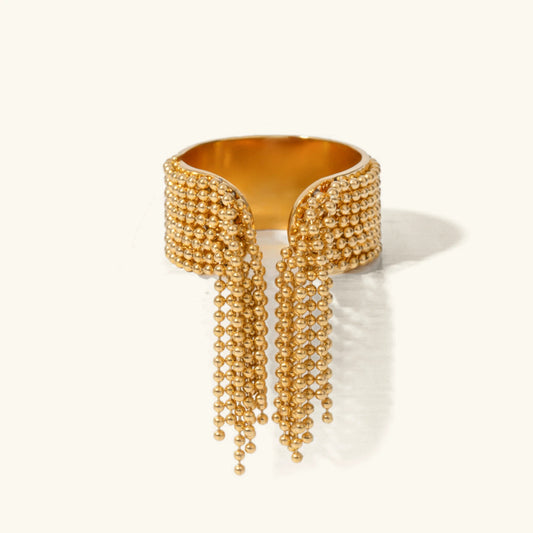 [ElanLuxe]Krystelle Gold Tassel Ring