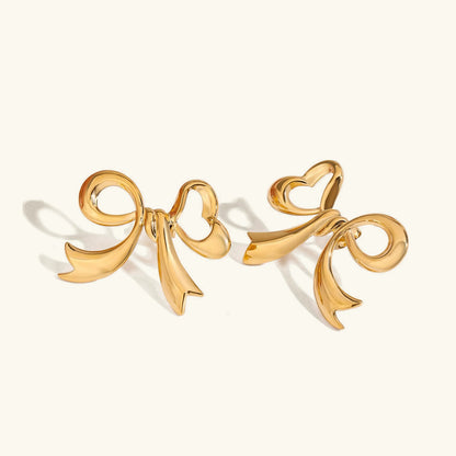 [ElanLuxe]Carissa Gold Bowtie Earrings