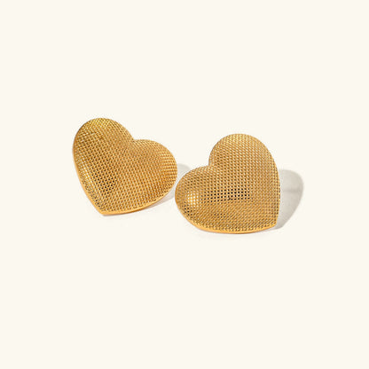 [ElanLuxe]Cecelia Textured Heart Earrings