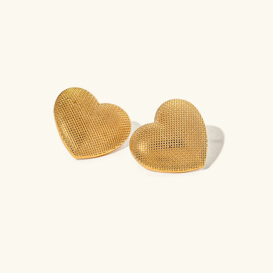 [ElanLuxe]Cecelia Textured Heart Earrings