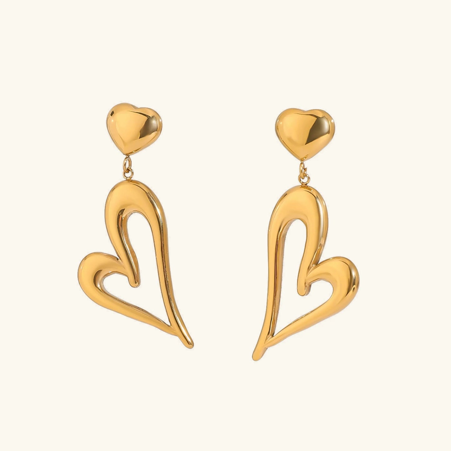 [ElanLuxe]Venus Gold Heart Earrings