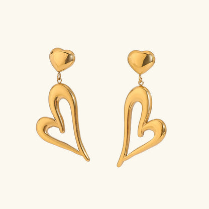[ElanLuxe]Venus Gold Heart Earrings