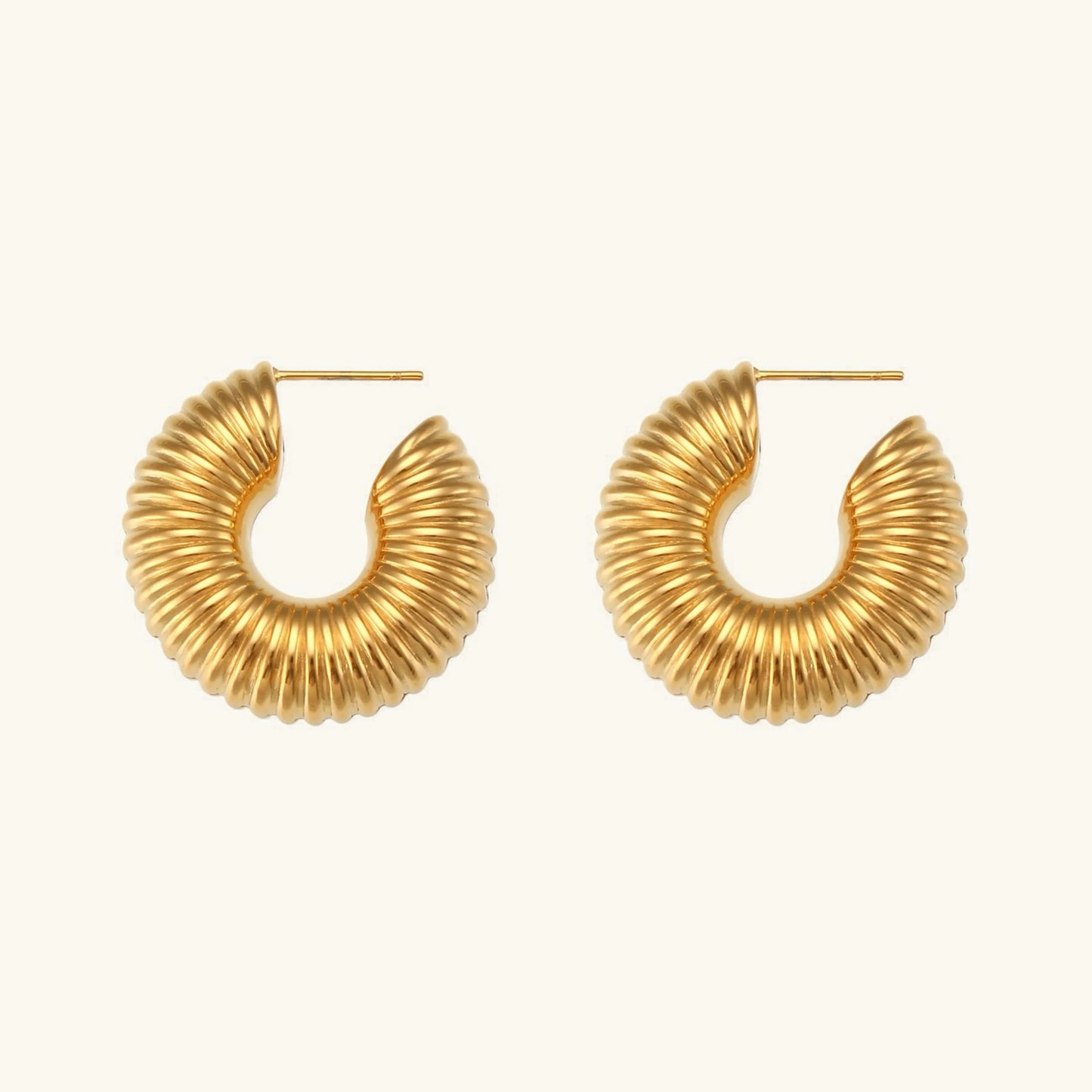 [ElanLuxe]Aubrey Textured Gold Hoops