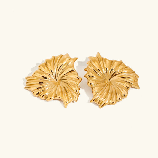 [ElanLuxe]Rafaela Sculpted Petal Gold Earrings