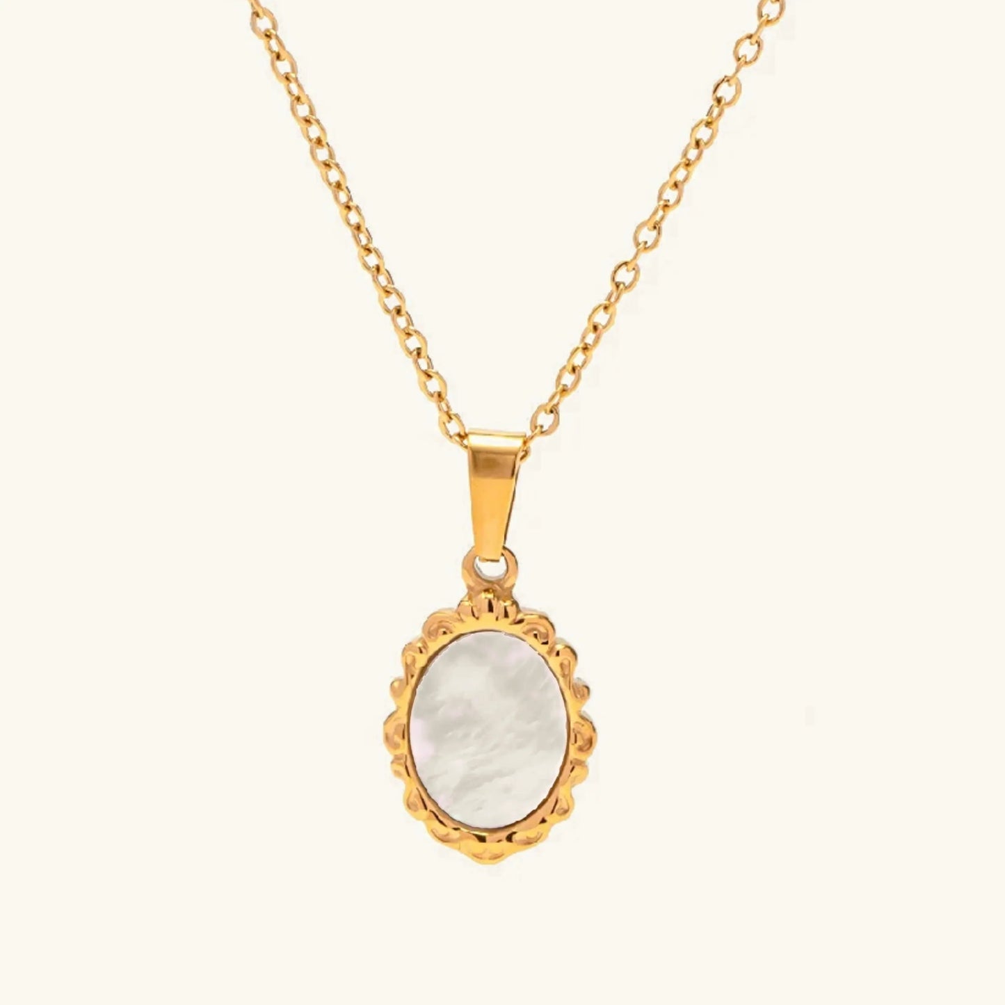 [ElanLuxe]Roselle Vintage Mother Of Pearl Pendant