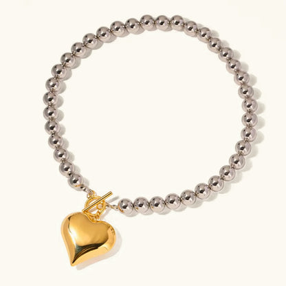 [ElanLuxe]Alicia Chunky Bead Heart Pendant