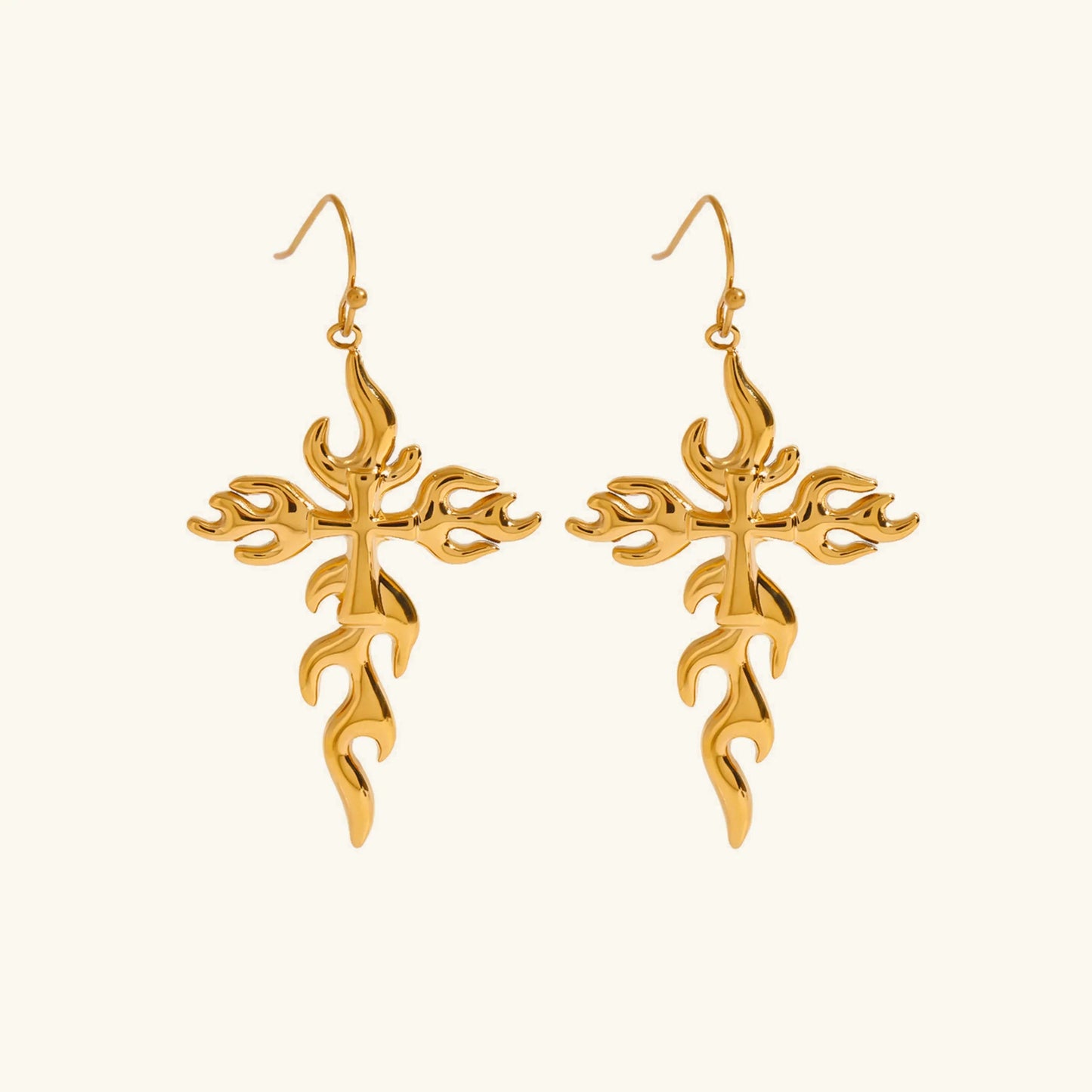 [ElanLuxe]Adrielle Branched Cross Gold Earrings