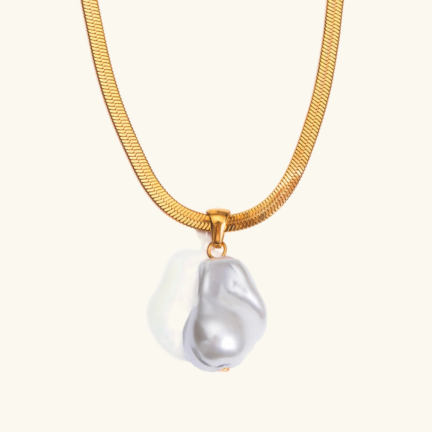 [ElanLuxe]Glorietta Herringbone Pearl Necklace