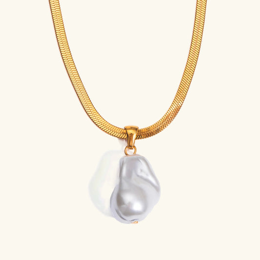 [ElanLuxe]Glorietta Herringbone Pearl Necklace