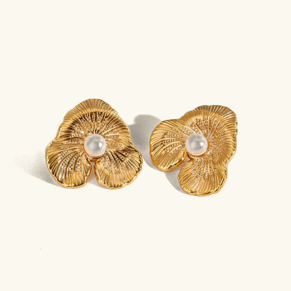 [ElanLuxe]Klara Floral Pearl Earrings