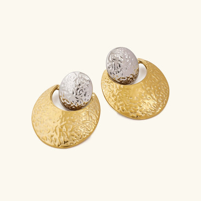 [ElanLuxe]Shelly Two Tone Crescent Earrings