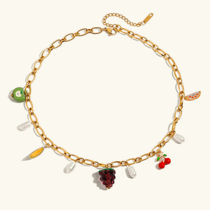 [ElanLuxe]Michelle Fruit Charm Gold Necklace