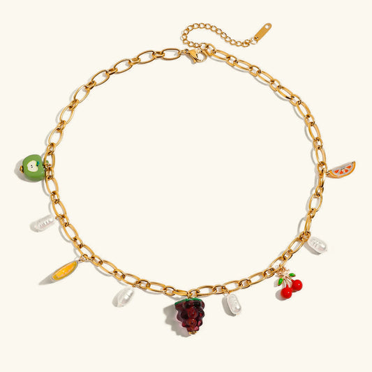 [ElanLuxe]Michelle Fruit Charm Gold Necklace