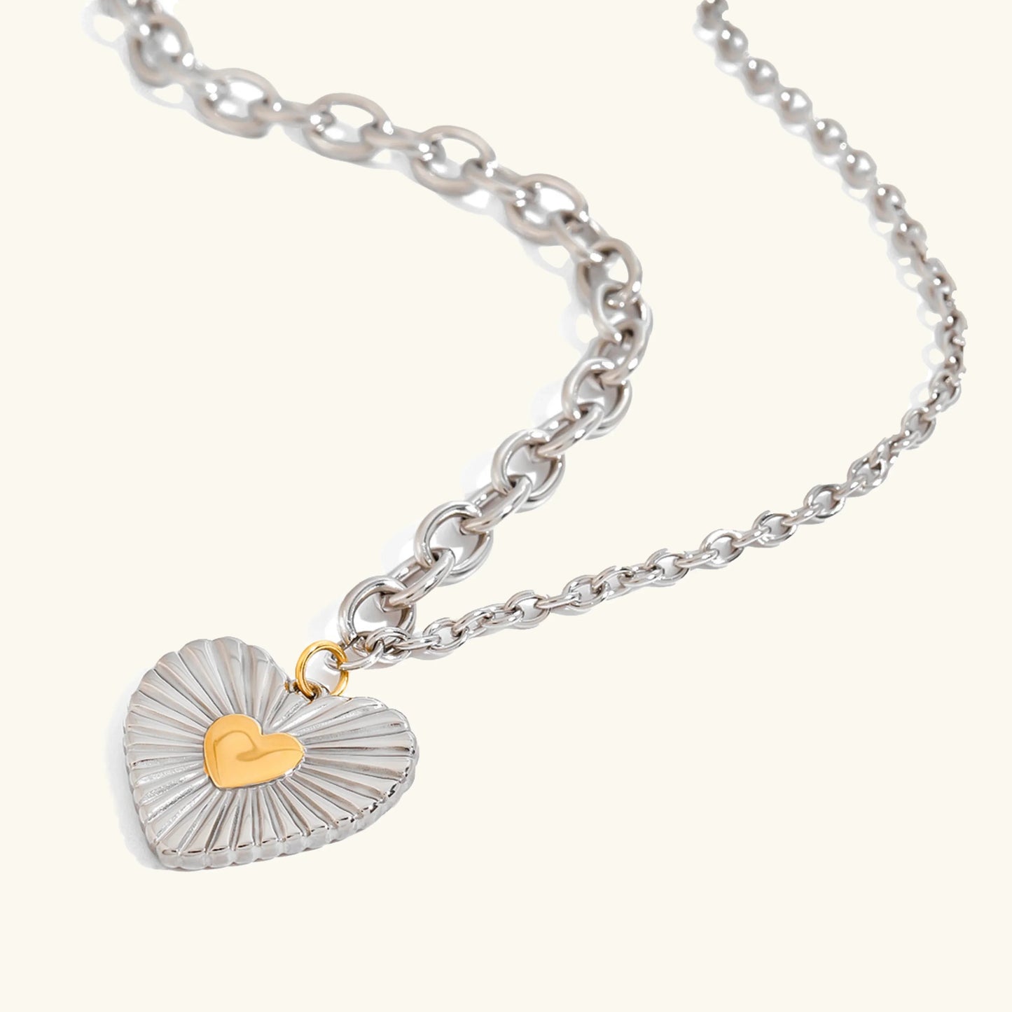 [ElanLuxe]Judith Two Tone Heart Pendant