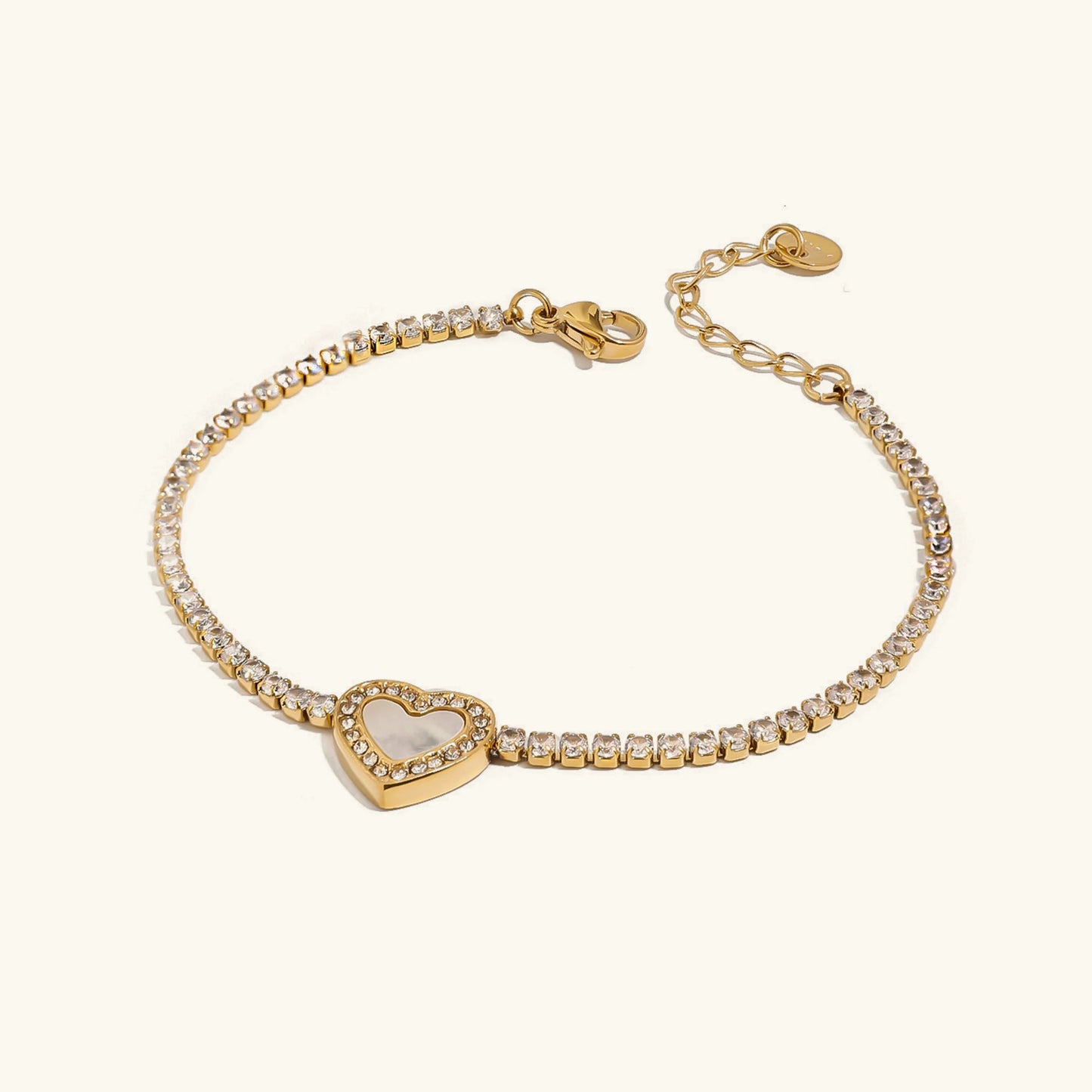 [ElanLuxe]Cameron Diamond Heart Tennis Bracelet