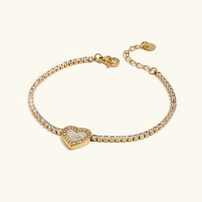 [ElanLuxe]Cameron Diamond Heart Tennis Bracelet