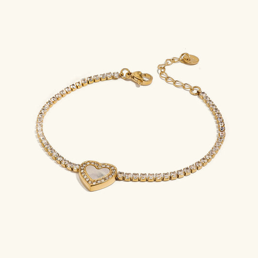[ElanLuxe]Cameron Diamond Heart Tennis Bracelet