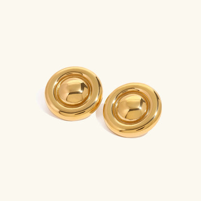 [ElanLuxe]Summers Gold Button Earrings