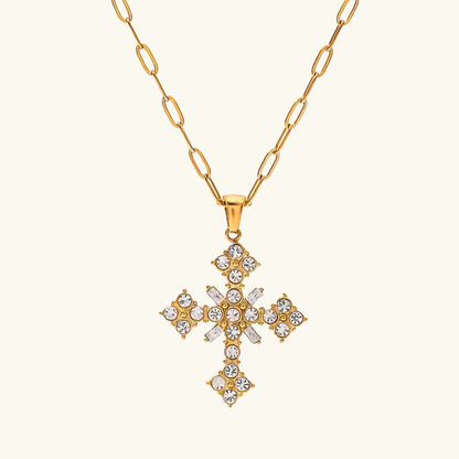 [ElanLuxe]Divina Crystal Cross Necklace