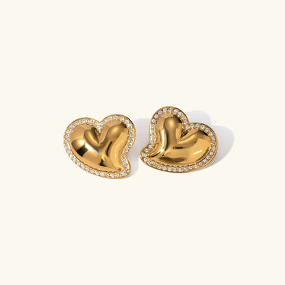 [ElanLuxe]Holly Heart Gold Earrings