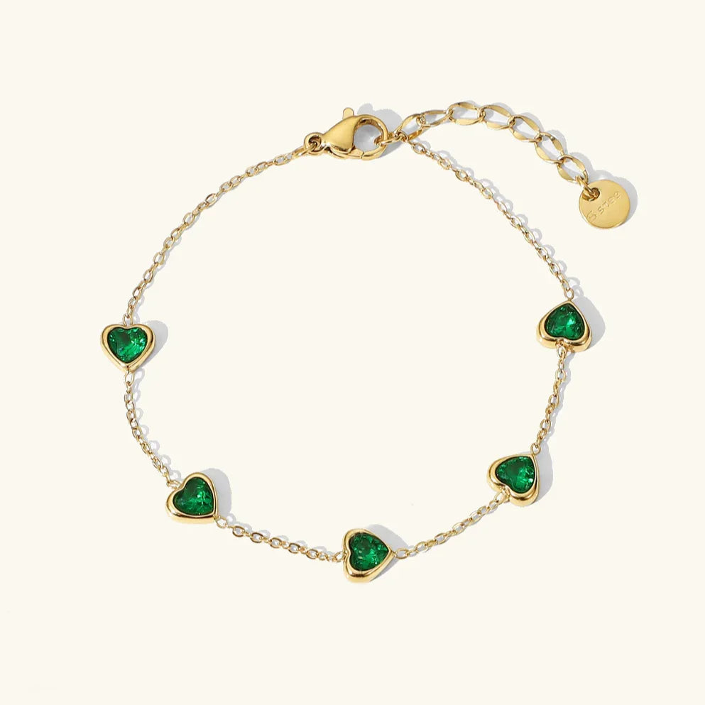 [ElanLuxe]Francia Green Heart Bracelet