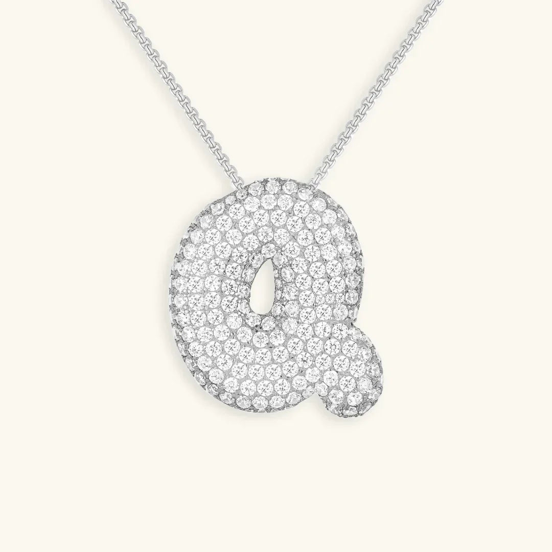 [ElanLuxe]Bubble Initial Diamond Necklace