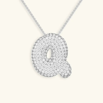 [ElanLuxe]Bubble Initial Diamond Necklace