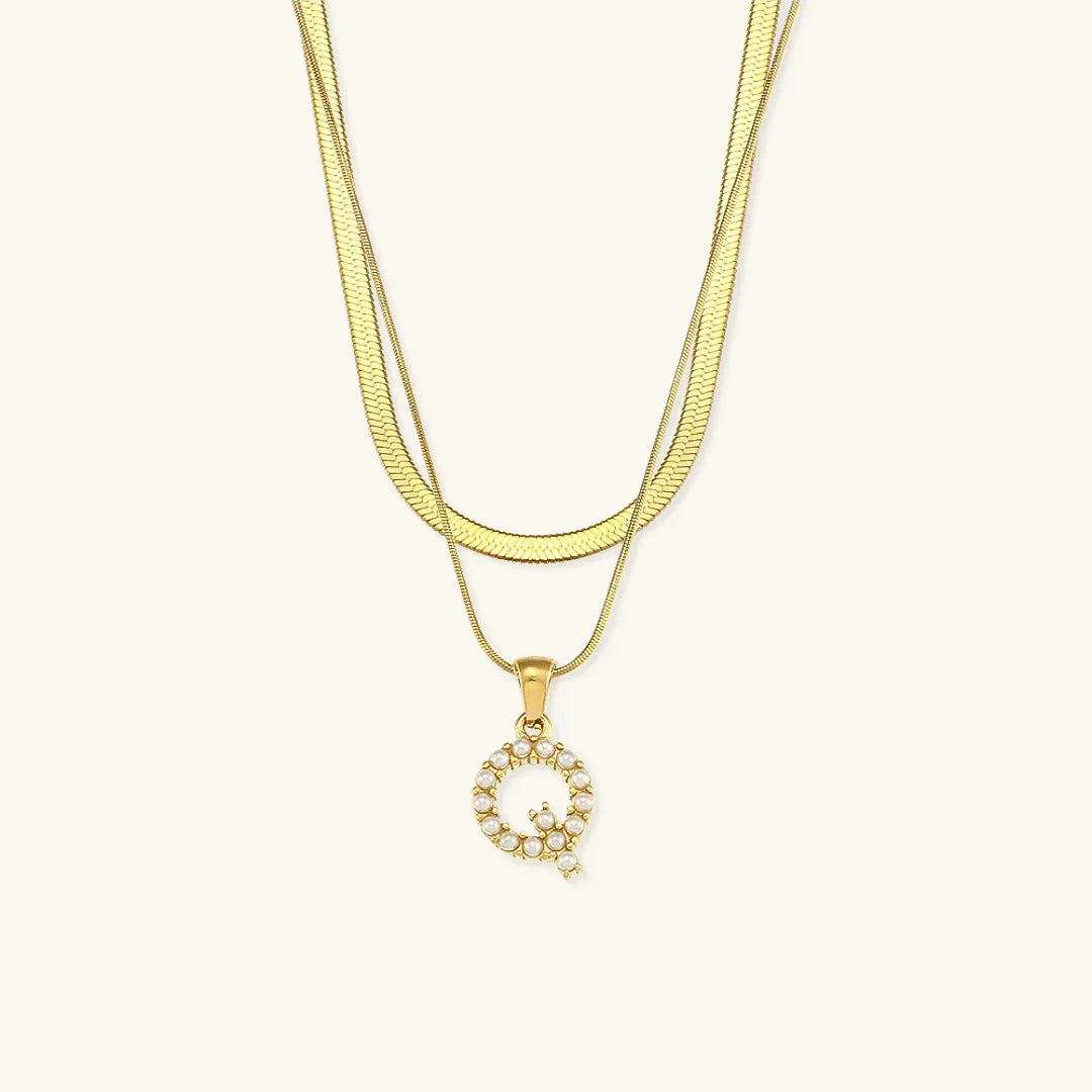 [ElanLuxe]Fiona Layered Gold Initial Letter Necklace