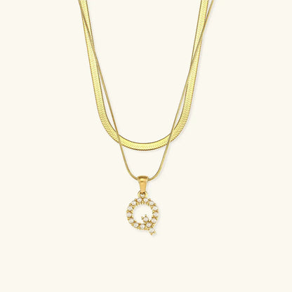 [ElanLuxe]Fiona Layered Gold Initial Letter Necklace