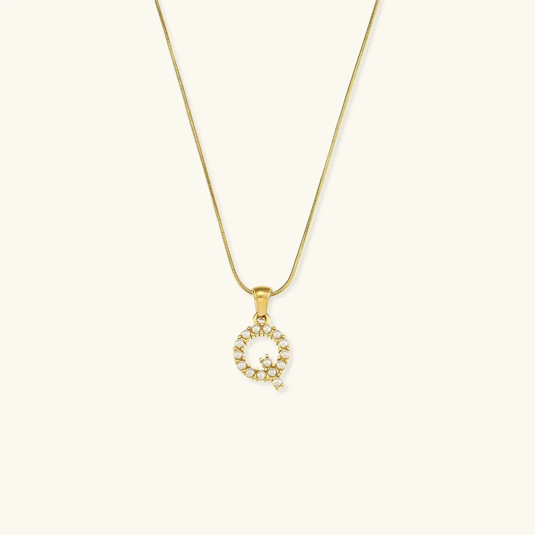 [ElanLuxe]Augustine Initial Letter Pearl Necklace
