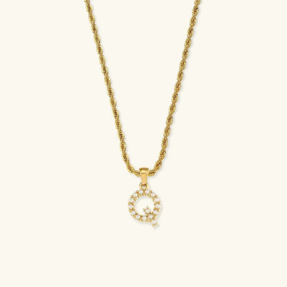 [ElanLuxe]Elodie Initial Letter Pearl Necklace