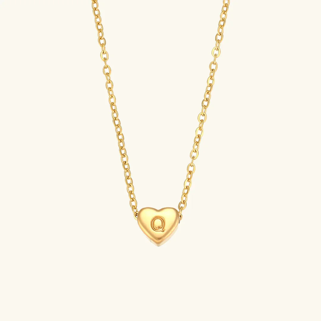 [ElanLuxe]Heart Initial Gold Necklace