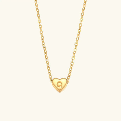 [ElanLuxe]Heart Initial Gold Necklace