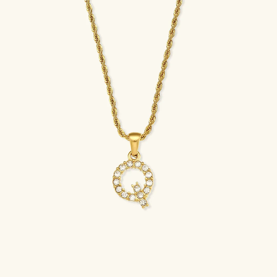 [ElanLuxe]Maeve Letter Initial Diamond Necklace