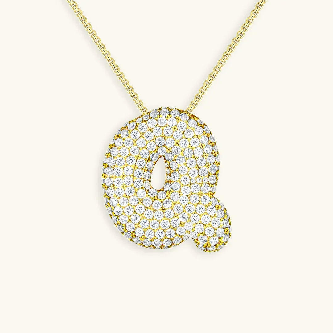 [ElanLuxe]Bubble Initial Diamond Necklace