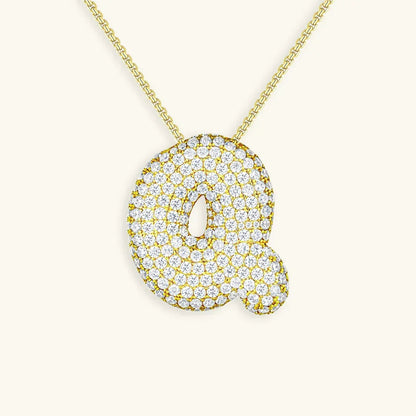 [ElanLuxe]Bubble Initial Diamond Necklace