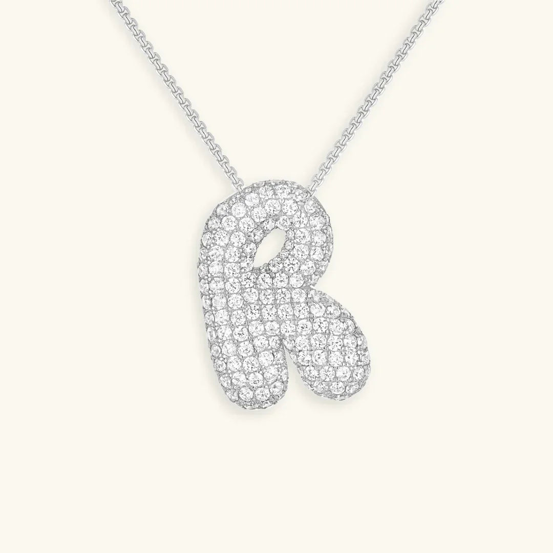[ElanLuxe]Bubble Initial Diamond Necklace
