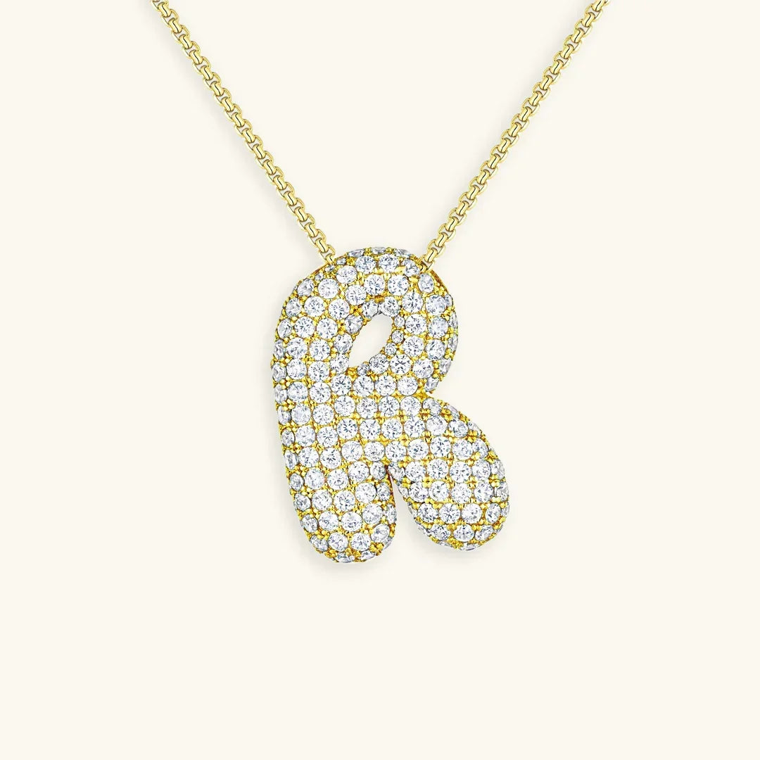 [ElanLuxe]Bubble Initial Diamond Necklace