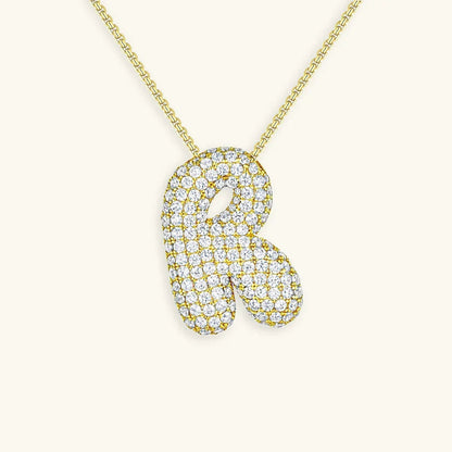 [ElanLuxe]Bubble Initial Diamond Necklace