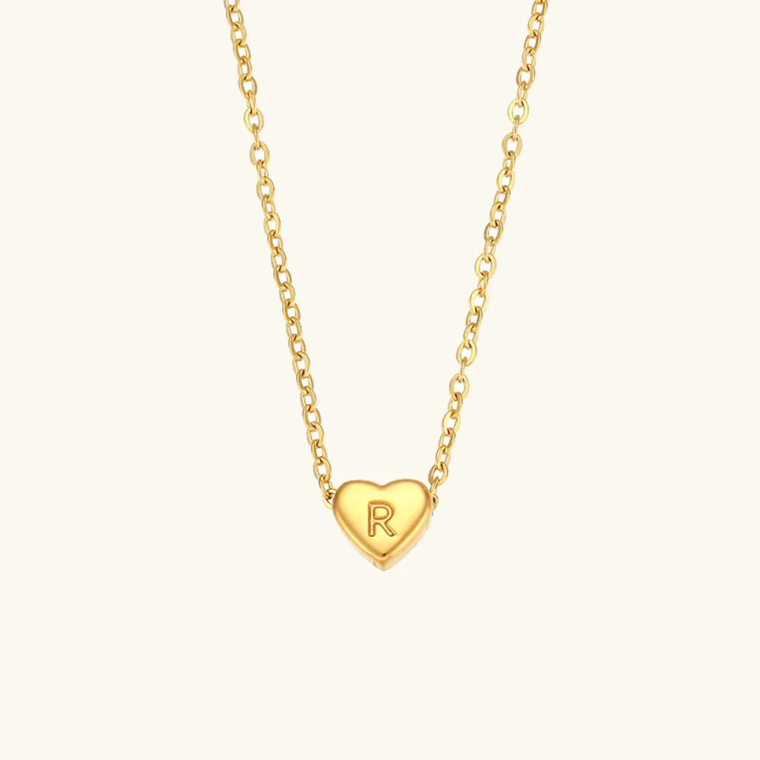 [ElanLuxe]Heart Initial Gold Necklace