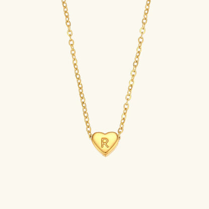 [ElanLuxe]Heart Initial Gold Necklace